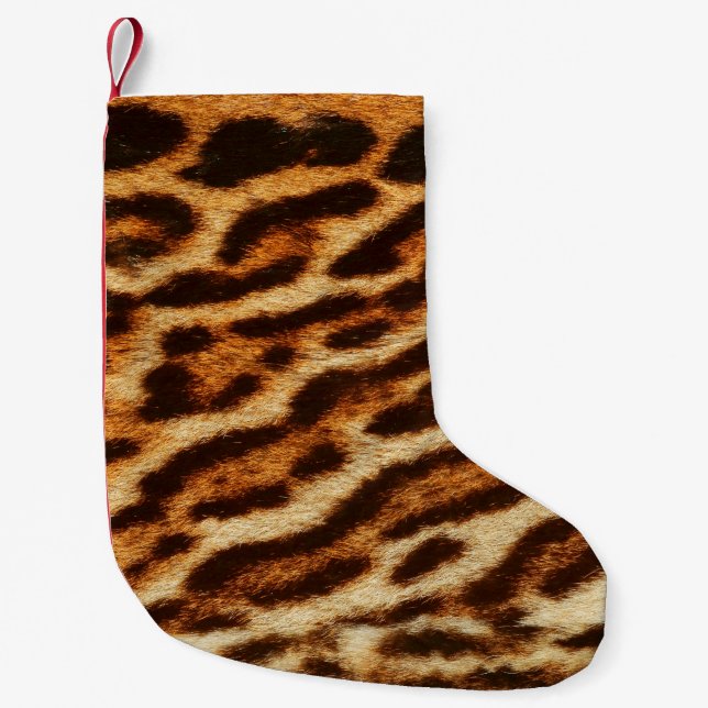 Leopard fur textures. Animal print Small Christmas Stocking (Front)