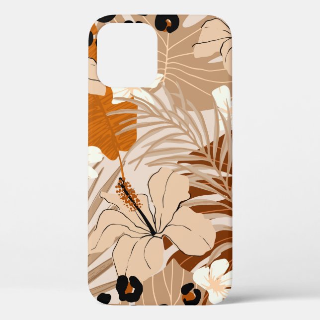 Leopard fur tropical leaves hibiscus flowers seaml Case-Mate iPhone case (Back)