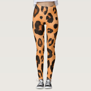 Leopard fur, watercolor, seamless texture. leggings