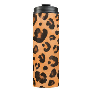 Leopard fur, watercolor, seamless texture. thermal tumbler