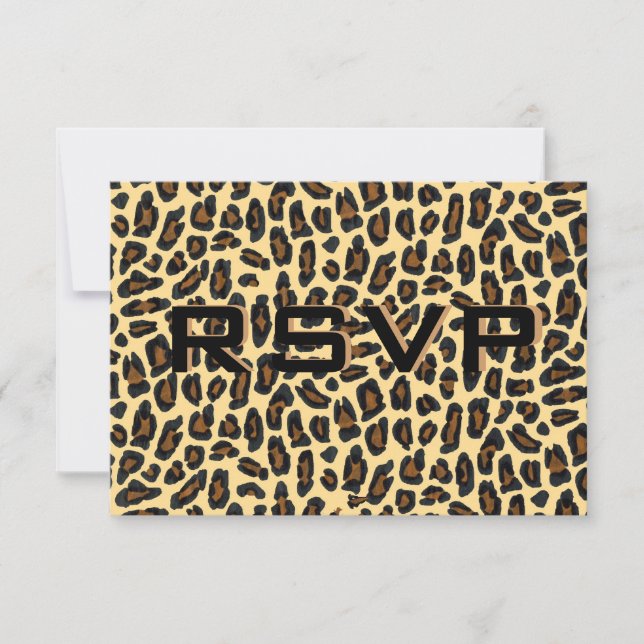 Leopard Fur Wedding Reception RSVP Card (Front)