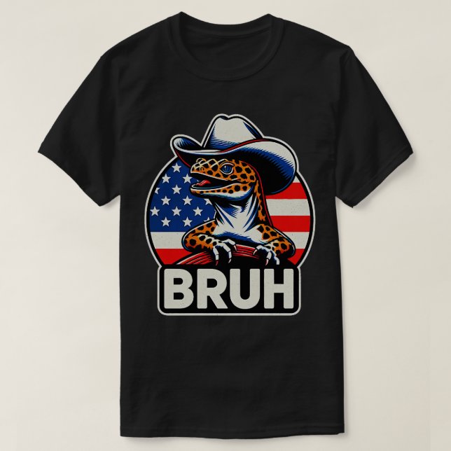 Leopard Gecko american Flag T-Shirt (Design Front)