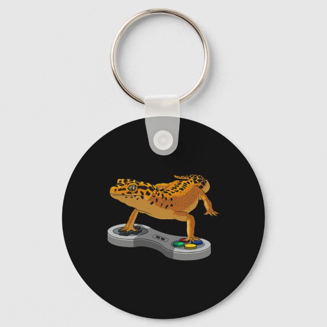 Leopard Gecko Bearded Dragon Gift Kids Cool Gamers Keychain (Front)