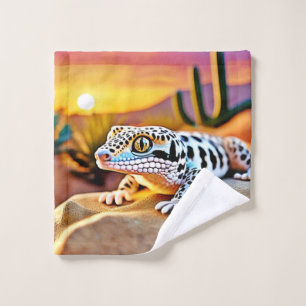 Leopard Gecko Desert Design Bath Towel Set