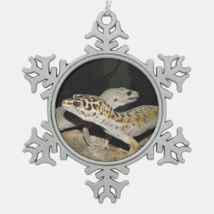 Leopard gecko design for all! snowflake pewter christmas ornament