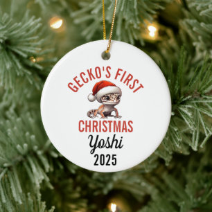 Leopard Gecko First Christmas 2025 Ceramic Ornament