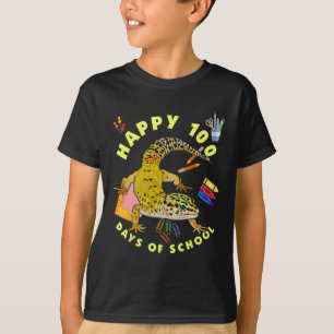 Leopard Gecko Happy 100 Days Of School Funny  T-Shirt