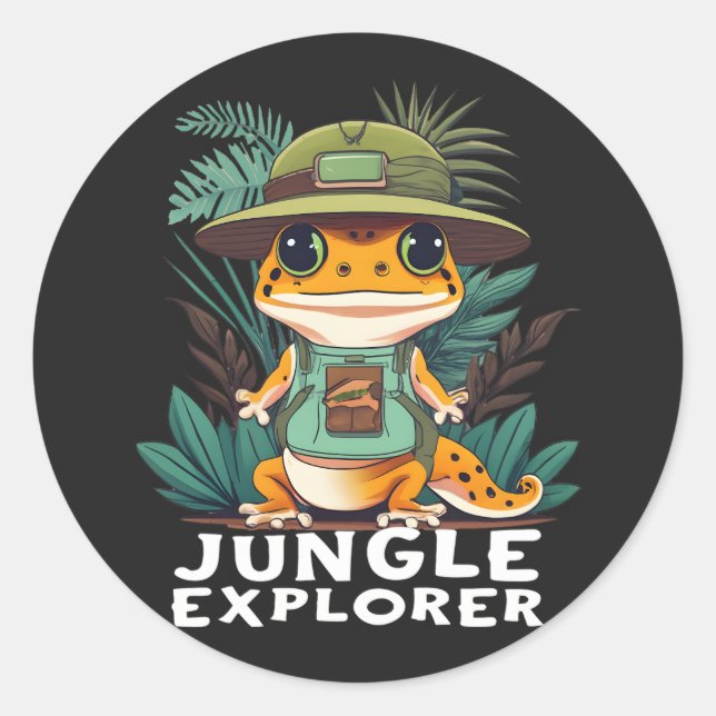 Leopard Gecko Jungle Explorer: Unveil the Wild Classic Round Sticker (Front)