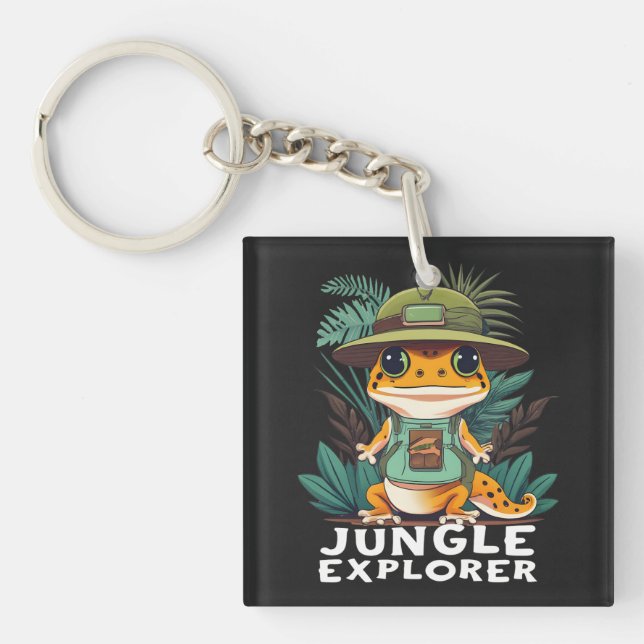 Leopard Gecko Jungle Explorer: Unveil the Wild Keychain (Front)