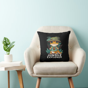 Leopard Gecko Jungle Explorer: Unveil the Wild Throw Pillow
