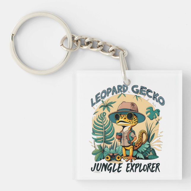 Leopard Gecko Jungle Explorer : Wild Adventure Keychain (Front)