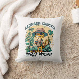 Leopard Gecko Jungle Explorer : Wild Adventure Throw Pillow