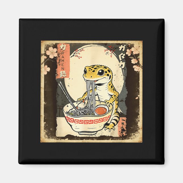 Leopard Gecko Lizard Ramen Crested Gecko Japanese  Magnet (Front)