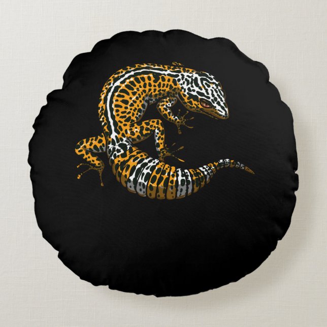 Leopard Gecko Lizard Reptile Round Pillow (Front)