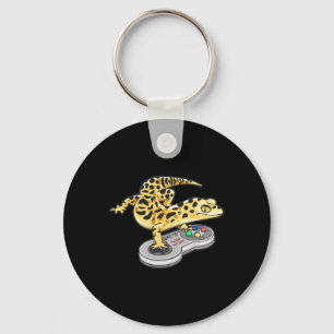 Leopard Gecko Playing Video Game Lizard Reptiles G Keychain