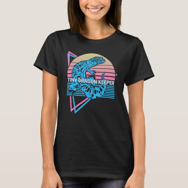Leopard Gecko Retro Tiny Dragon Keeper T-Shirt (Front)