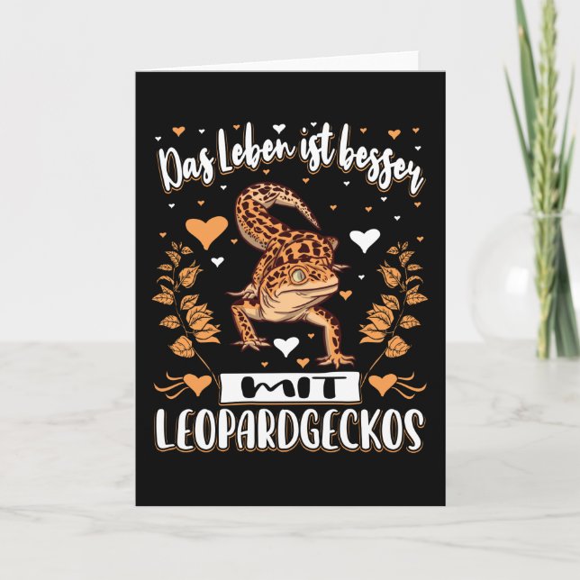 Leopard Gecko With Balloons Card (Front)