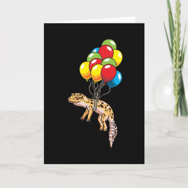 Leopard Gecko With Balloons Gift Card (Front)