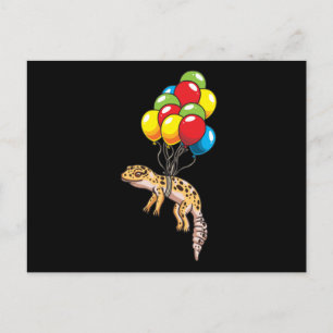 Leopard Gecko With Balloons Gift Postcard