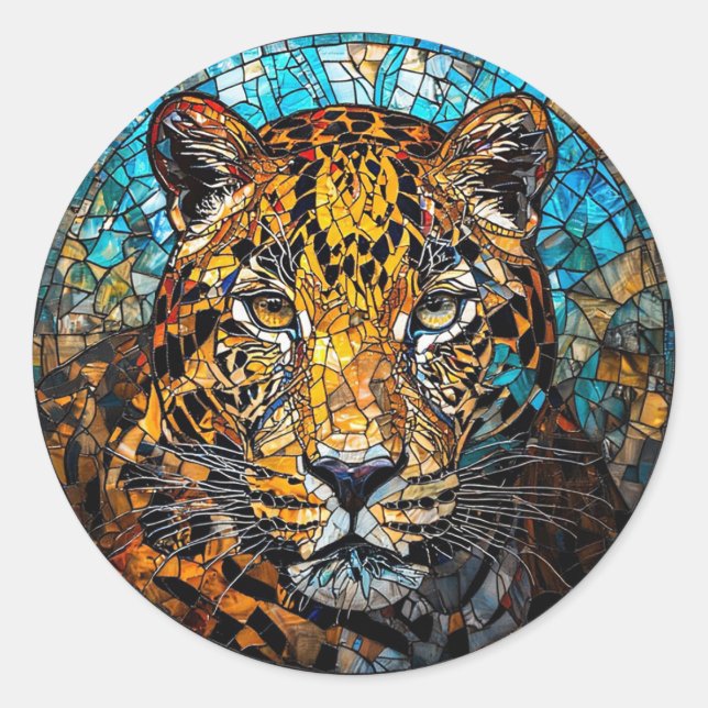 🐆 Leopard Gift For Animal Lovers 🐆 Classic Round Sticker (Front)