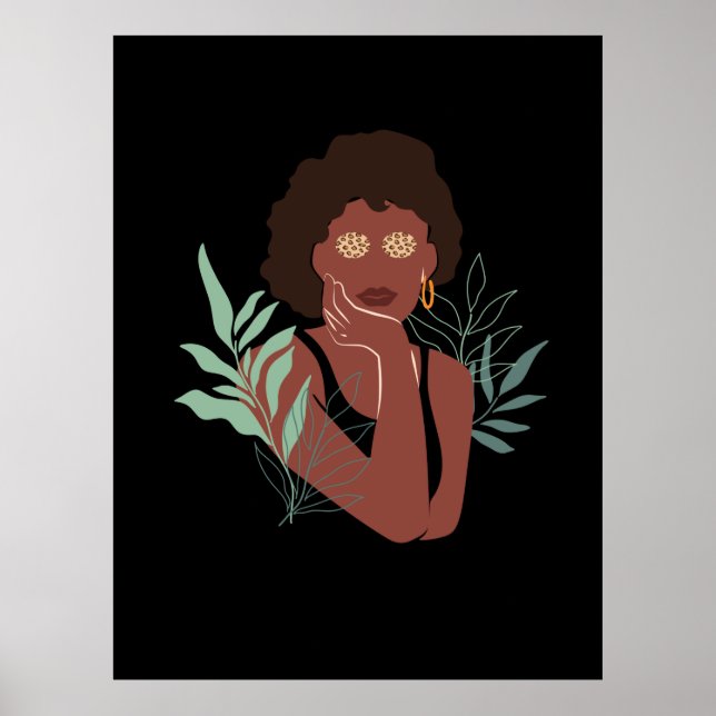 Leopard Girl, Abstract Art Forest Beautiful Woman Poster (Front)