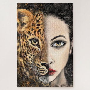 Leopard Girl - Emotion Jigsaw Puzzle - Painting