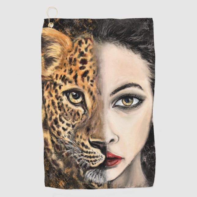 Leopard Girl Golf Towel (Front)