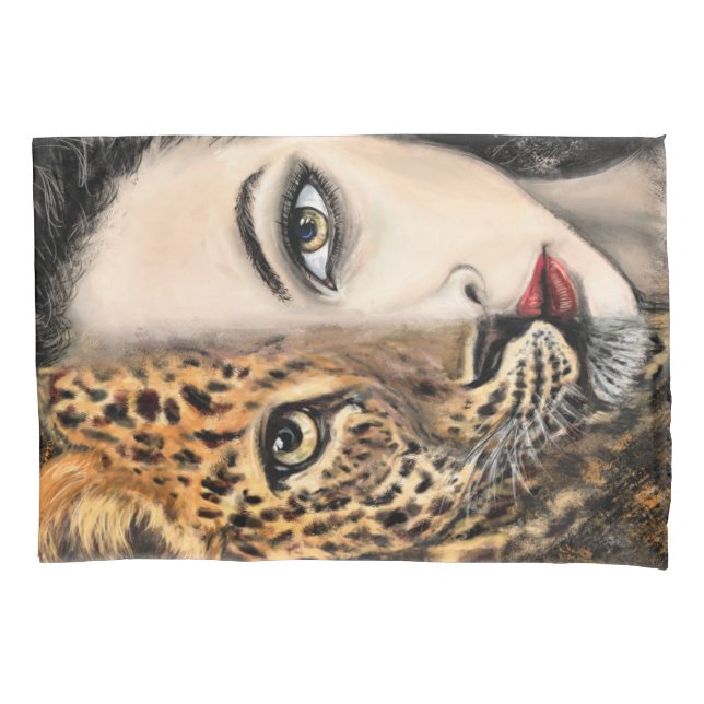 Leopard Girl Pillow Case (Front)