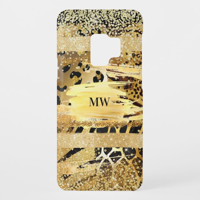 Leopard glam glitter safari print pattern monogram Case-Mate samsung galaxy case (Back)