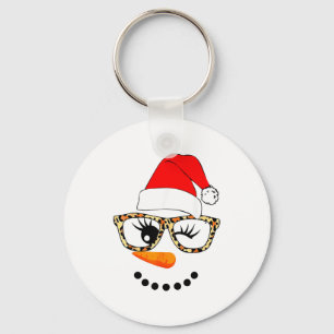 Leopard Gles Santa Claus Snowman Face Christmas Co Keychain