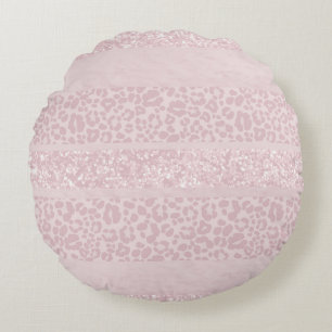 Leopard Glitter Stripes Glam 10 Round Pillow