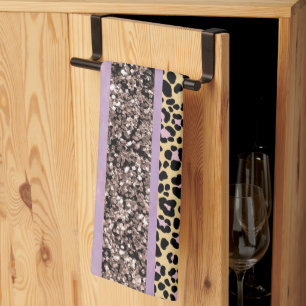 Leopard Glitter Stripes Glam 1 Kitchen Towel