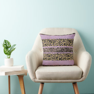 Leopard Glitter Stripes Glam 1 Throw Pillow