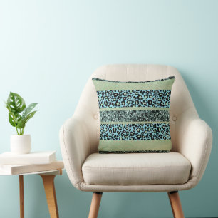 Leopard Glitter Stripes Glam 2 Throw Pillow