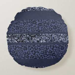 Leopard Glitter Stripes Glam 5 Round Pillow