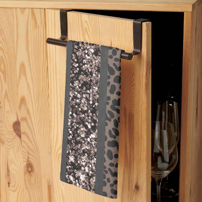 Leopard Glitter Stripes Glam 6 Kitchen Towel (Thirds Fold)