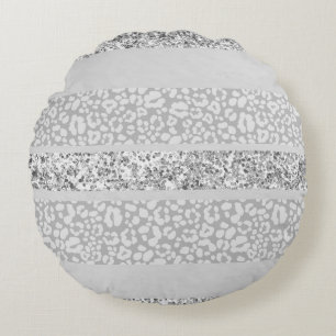 Leopard Glitter Stripes Glam 7 Round Pillow