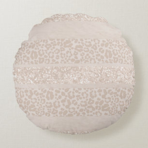 Leopard Glitter Stripes Glam 8 Round Pillow