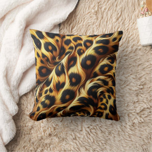 Leopard Glow: Embrace Exotic Comfort Throw Pillow
