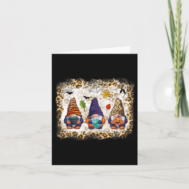 Leopard Gnomes Autumn Gnome Pumpkin Fall Gnomies H Card (Front)
