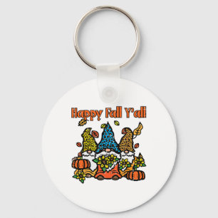 Leopard Gnomes Happy Fall Yall Thanksgiving Men Wo Keychain