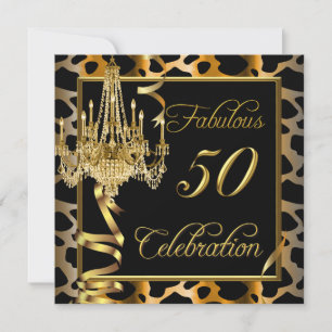 Leopard Gold Fabulous Womans 50 Invitation
