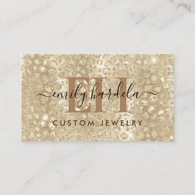 Leopard Gold Glitter  Business Card (Front)