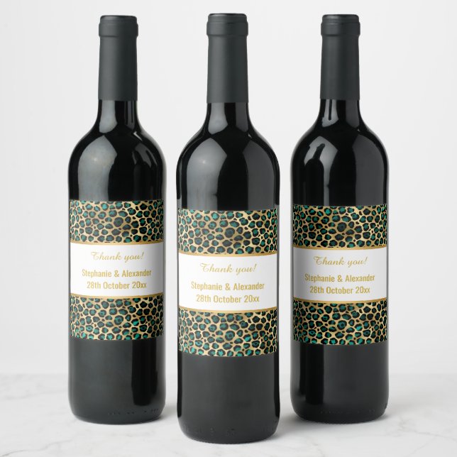 LEOPARD GOLD GREEN CUSTOM 2 WINE LABEL (Bottles)