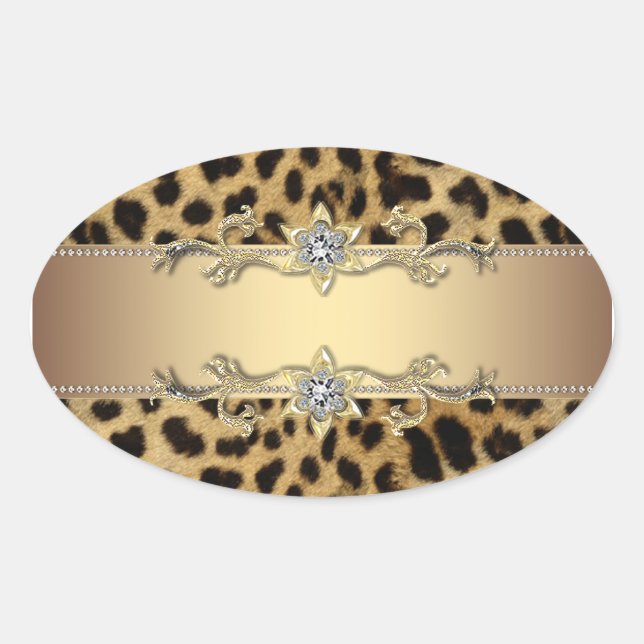 Leopard Gold Jewel Envelope Seal Sticker (Front)