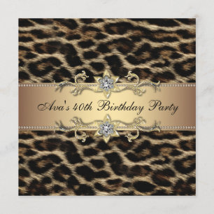 Leopard Gold Leopard 40th Birthday Invitation