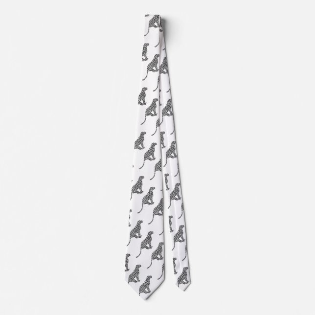 Leopard Gray and Light Gray Silhouette Tie (Front)