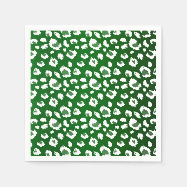 Leopard Green Animal Print Pattern Party Napkin (Front)