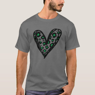 Leopard Green Heart St Patrick Day Women Irish Hol T-Shirt