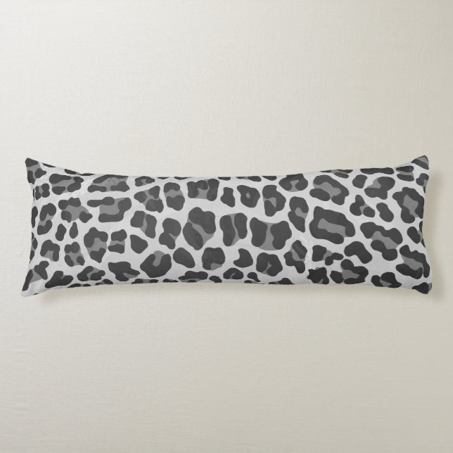 Leopard Grey and Light Grey Print Body Pillow (Front)